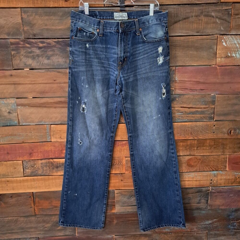 Aeropostale Benton Jeans Men’s 32x34 Distressed Blue Medium Wash